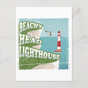 Beachy head lighthouse retro poster postcard