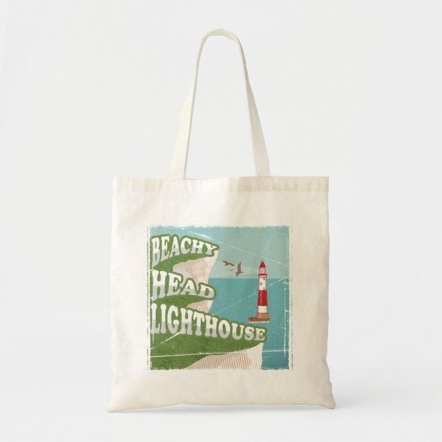 Beachy head lighthouse retro poster tote bag (Front)