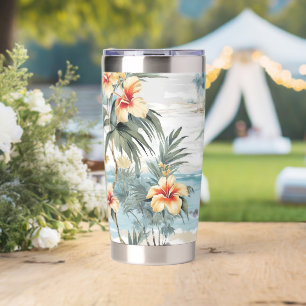 Beachy Hibiscus Floral  Insulated Tumbler