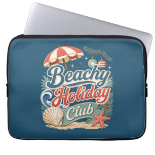 Beachy Holiday Club Retro Coastal Christmas Laptop Sleeve