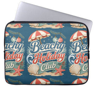 Beachy Holiday Club Retro Coastal Christmas Laptop Sleeve