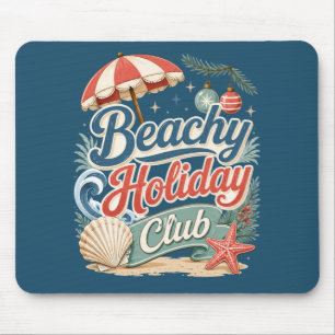 Beachy Holiday Club Retro Coastal Christmas Mouse Pad