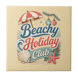 Beachy Holiday Club Retro Coastal Christmas Tile