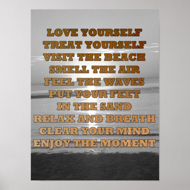 Beachy Inspirational Quote Sunset Poster (Front)