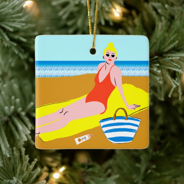 Beachy Keen - Yellow Ceramic Ornament (Tree)