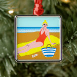 Beachy Keen - Yellow Metal Tree Decoration<br><div class="desc">Beachy Keen II by Blanckslate. Features a lounging beach-goer soaking up sunshine.| 140790D</div>
