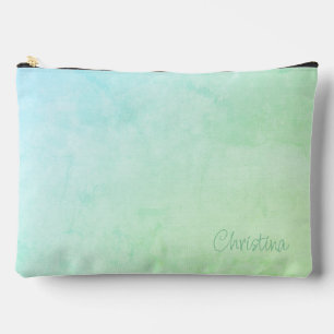 Beachy Name on Ocean Teal Blue Green Ombré Accessory Pouch