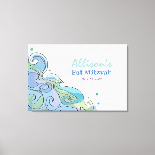 BEACHY OCEAN Bat Mitzvah Sign In Memory Board (Front)