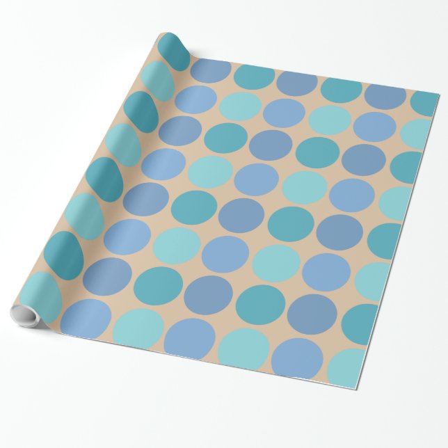 Beachy Polka Dots Wrapping Paper (Unrolled)