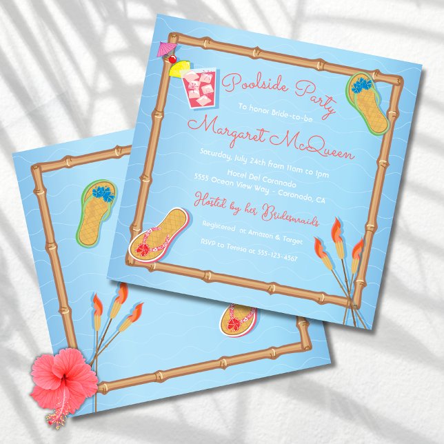 Beachy Poolside Bridal Shower Invitation (Creator Uploaded)
