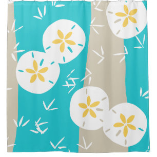 Beachy Sand Dollars + Sandpiper Tracks Shower Curtain