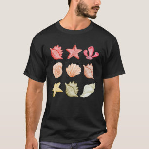 Beachy Seashells Coastal Watercolor Design T-Shirt