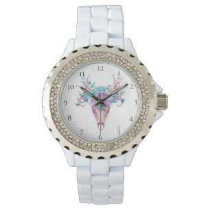 *~* Beachy Skull Antlers Horn Boho Flowers Tribal Watch