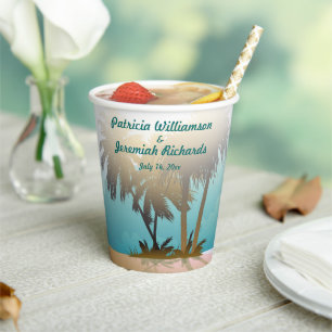 Beachy Themed Wedding Paper Cups