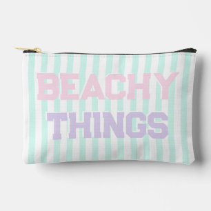 Beachy Things - Cute Pastel & Teal Stripes Accessory Pouch