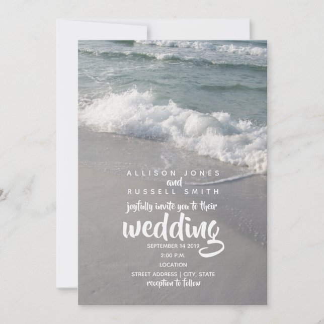 Beachy Waves Wedding Invitation (Front)