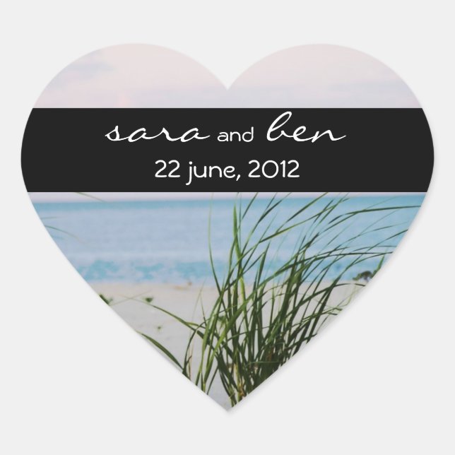 Beachy Wedding Heart Sticker (Front)