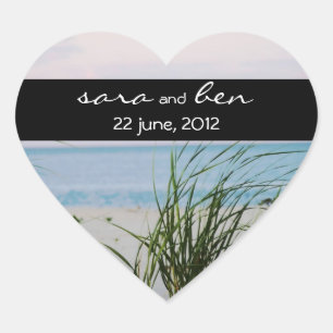Beachy Wedding Heart Sticker