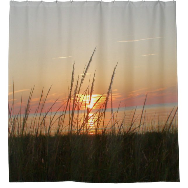 Beachy Weeds blowing in the Sunset Shower Curtain (Front)