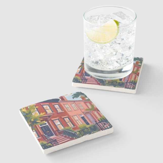 Beacon Street Boston Massachusetts Stone Coaster (Side)