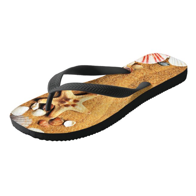 Beacy Flip Flops with Beach Image (Angled)