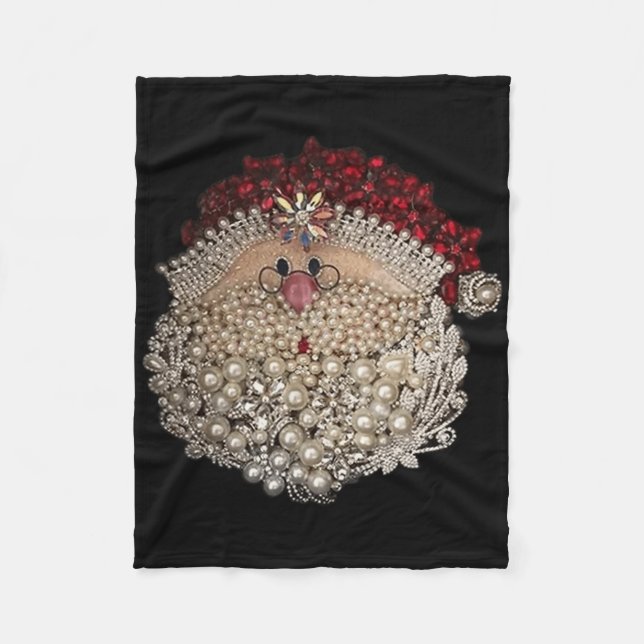 Bead Christmas Santa Star-gemstone-white-xmas  Fleece Blanket (Front)