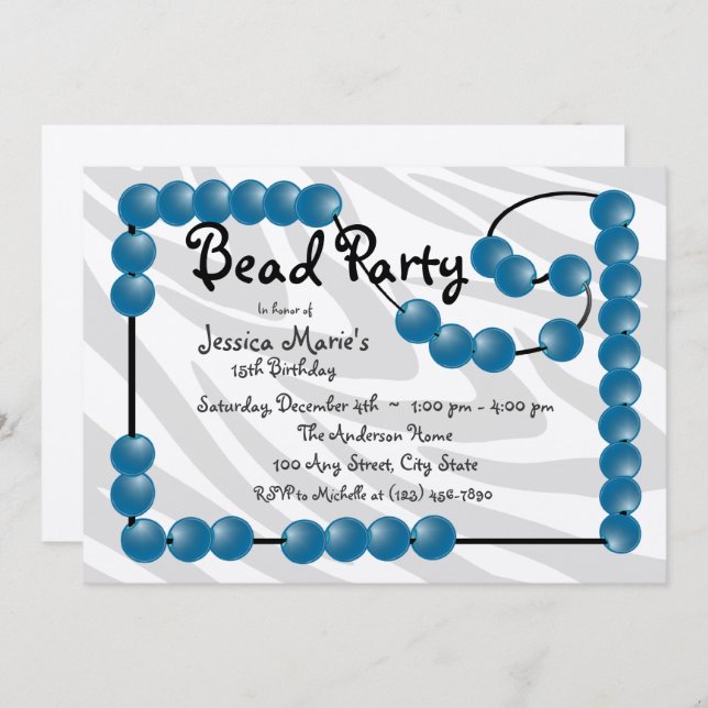 Bead Party Invitation (Front/Back)