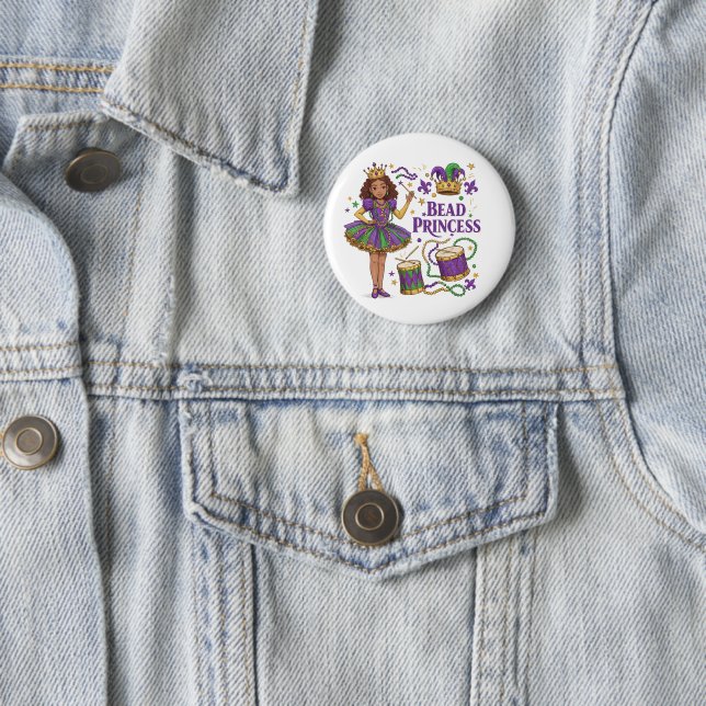 Bead Princess - Mardi Gras 6 Cm Round Badge (In Situ)