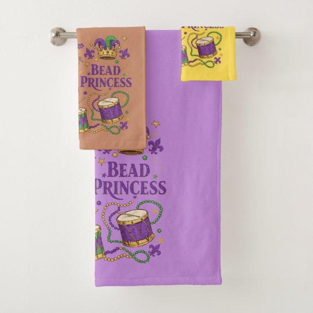 Bead Princess - Mardi Gras Bath Towel Set (Insitu)
