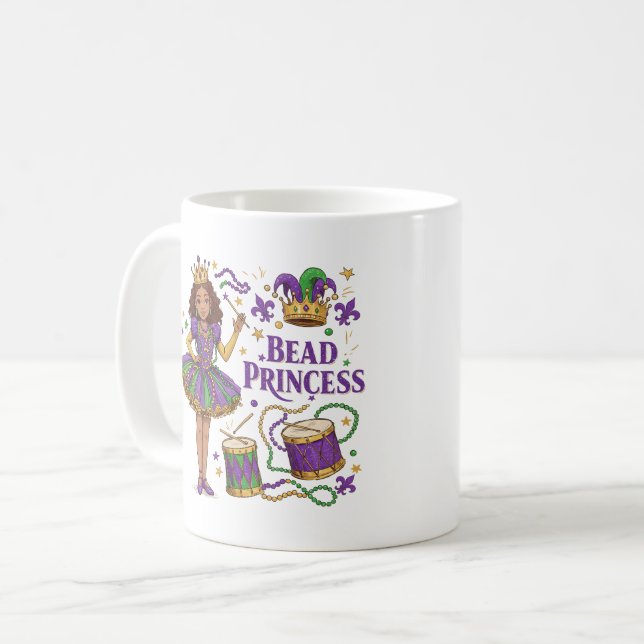 Bead Princess - Mardi Gras Coffee Mug (Front Left)