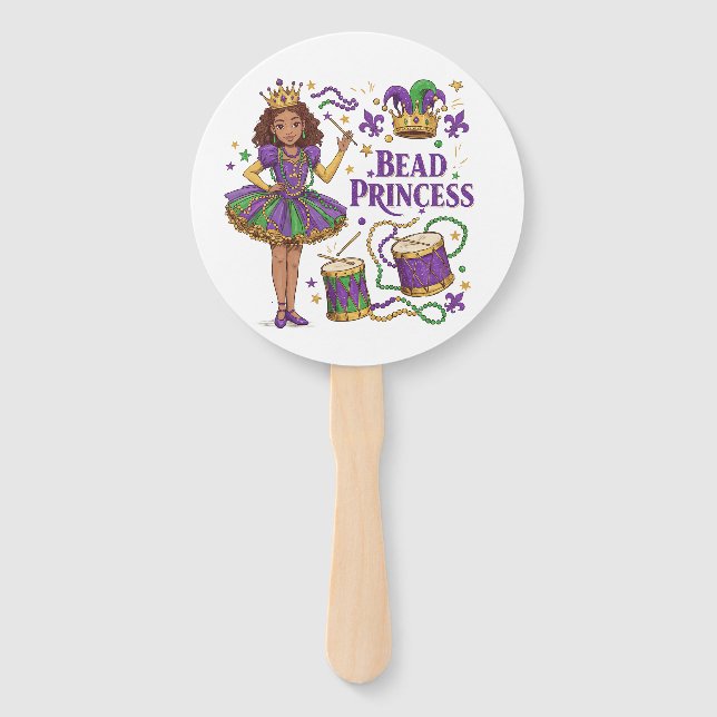Bead Princess - Mardi Gras Hand Fan (Front)