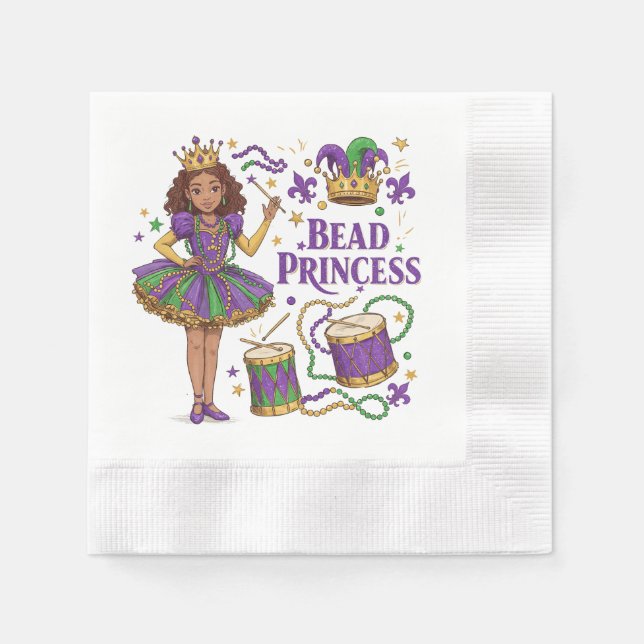 Bead Princess - Mardi Gras Napkin (Front)