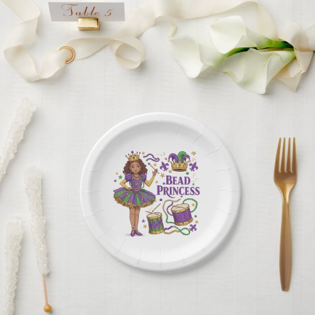 Bead Princess - Mardi Gras Paper Plate (Wedding)
