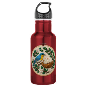 Beaded Bluebird Family Embroidery Hoop Art 532 Ml Water Bottle