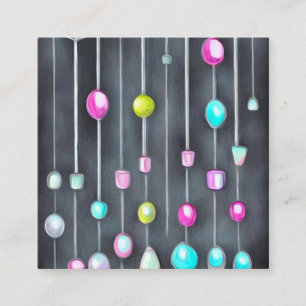 Beaded Curtain Pattern Square Business Card