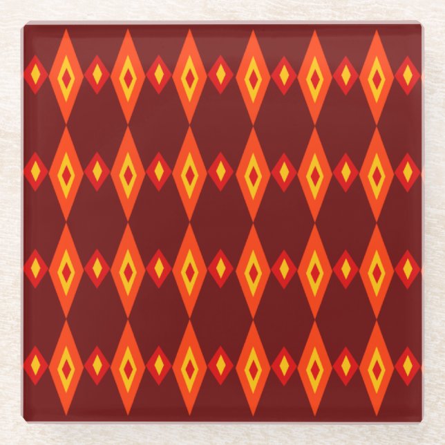 Beaded Diamonds Glass Coaster (Front)