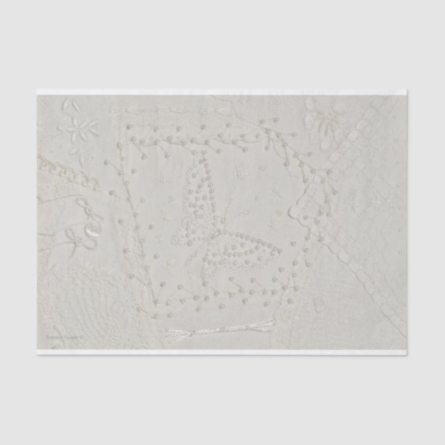 Beaded Embroidered Crazy Quilt Design Tissue Paper (Front)