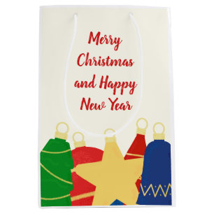 Beaded garland with retro Christmas ornaments Medium Gift Bag