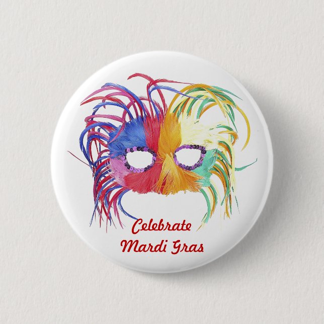 Beaded Mask - 6 Cm Round Badge (Front)