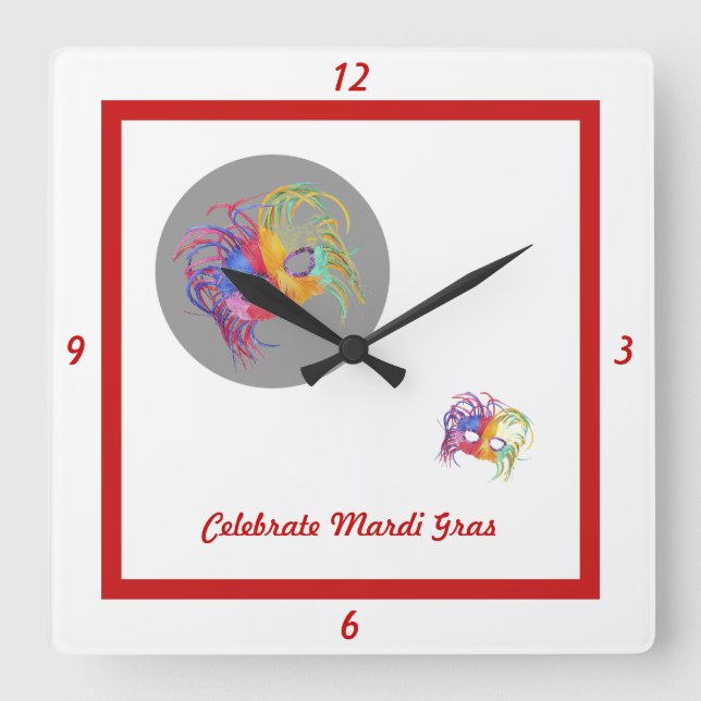 Beaded Mask - Square Wall Clock (Front)