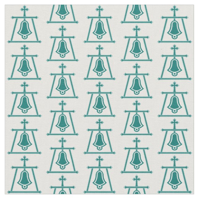 Beaded Raincross Design - Sea Green - Fabric (Close Up)