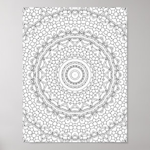Beaded Star Geometry Colouring Page Pattern Design Poster
