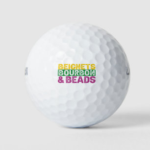 Beads Beignets and Bourbon Funny Mardi Gras Gift  Golf Balls