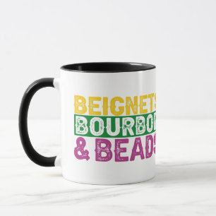 Beads Beignets and Bourbon Funny Mardi Gras Gift  Mug