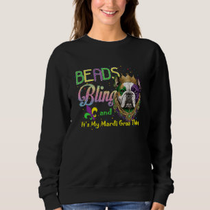 Beads Bling Bulldog Mardi Gras Thing Carnival Masq Sweatshirt