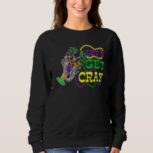 Beads Bling Let's Get Cray Dabbing Crawfish Mardi  Sweatshirt