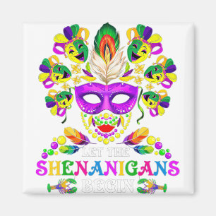 Beads Bling Mask Let The Shenanigans Begin Mardi Magnet