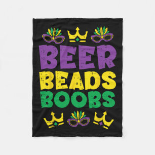 Beads Funny Louisiana Nola Mardi Gras Men Guys Him Fleece Blanket