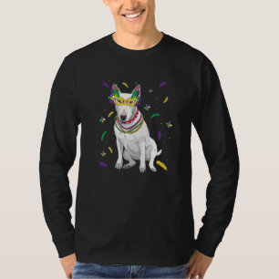 Beads & Mask Bull Terrier Mardi Gras Dog Mum Dad T-Shirt