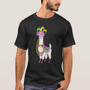 Beads & Mask Mardi Gras Llama Alpaca Carnival for  T-Shirt